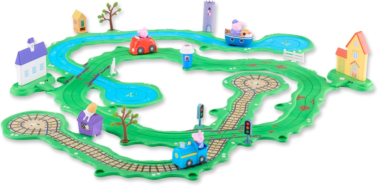 Peppa Pig Whizz Around Peppa’s Great Big World Set, Motorised Vehicles, Track Toys, Pre-school Toys