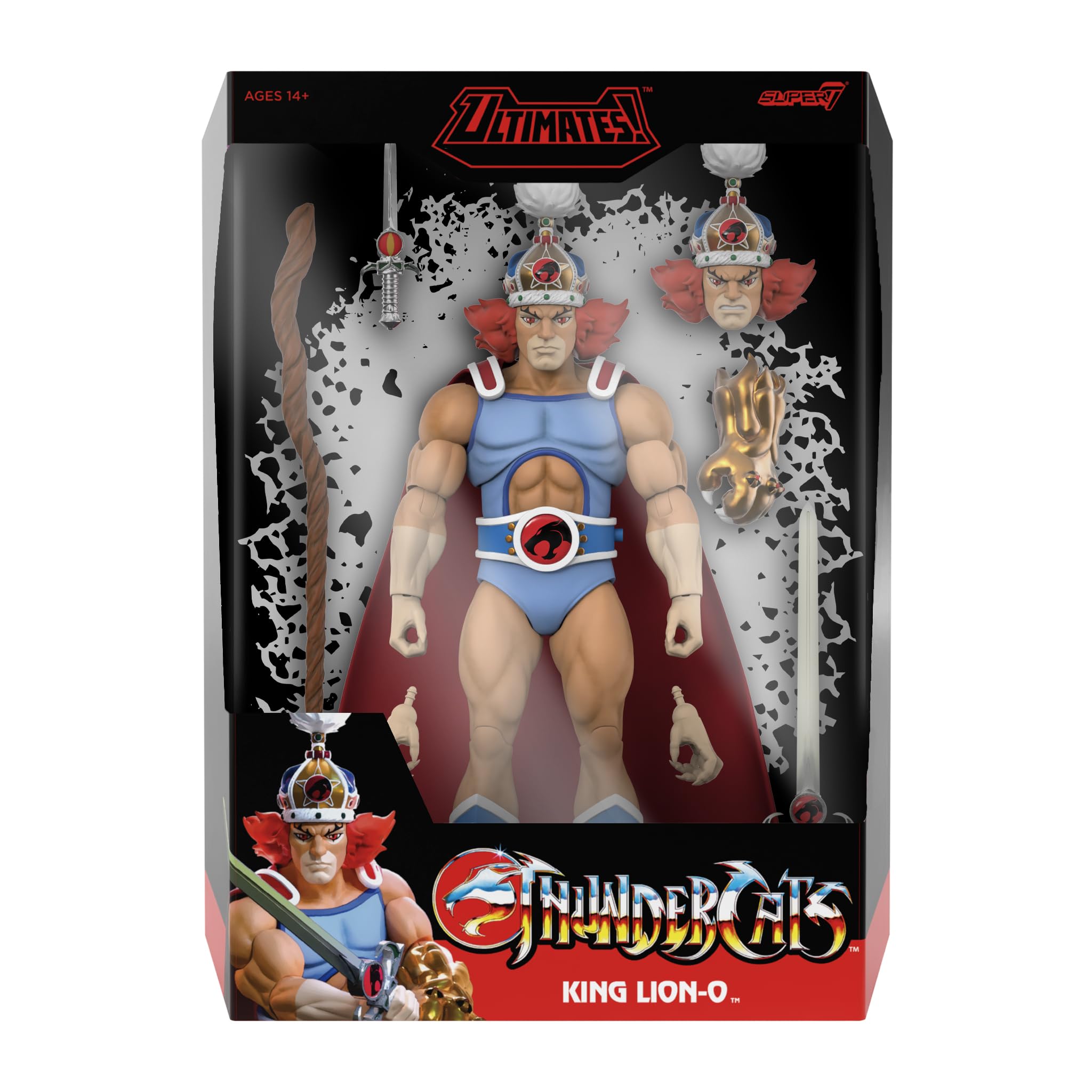 Super7 ULTIMATES! Thundercats King Lion-O - 7" Thundercats Action Figure with Accessories - Classic Cartoon Collectibles and Retro Toys