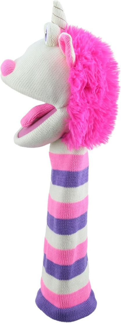 The Puppet Company Twinkle ECO Sockette Hand Puppet - Eco-Friendly Unicorn Puppet with Sparkly Horn & Striped Design - Interactive Magical Toy for Kids & Adults - 38cm
