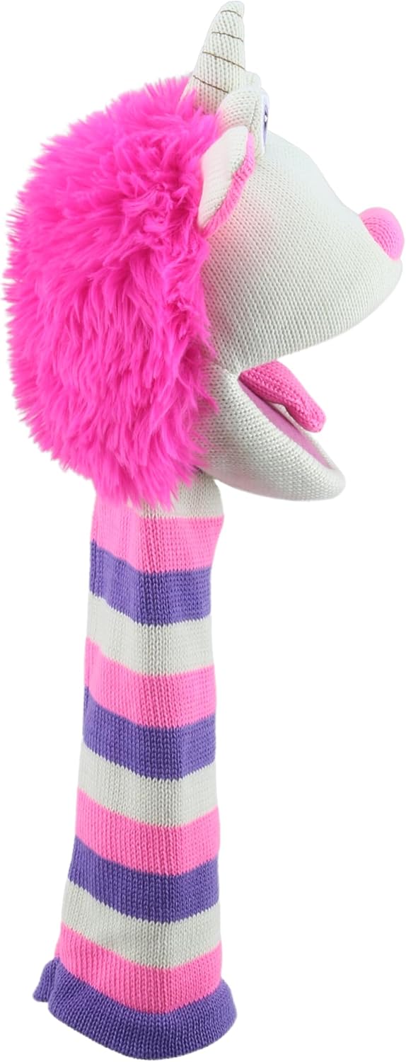 The Puppet Company Twinkle ECO Sockette Hand Puppet - Eco-Friendly Unicorn Puppet with Sparkly Horn & Striped Design - Interactive Magical Toy for Kids & Adults - 38cm