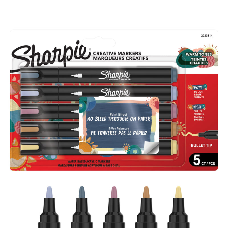 Sharpie - Creative Acrylic 5?Blister - Warm Tones - Bullet Tip (2223314)
