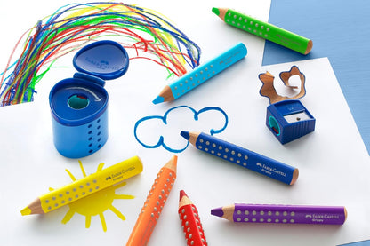 Faber-Castell Grippy 181783 Pencil Sharpener with Cutting Protection, Blue, Children's Sharpener