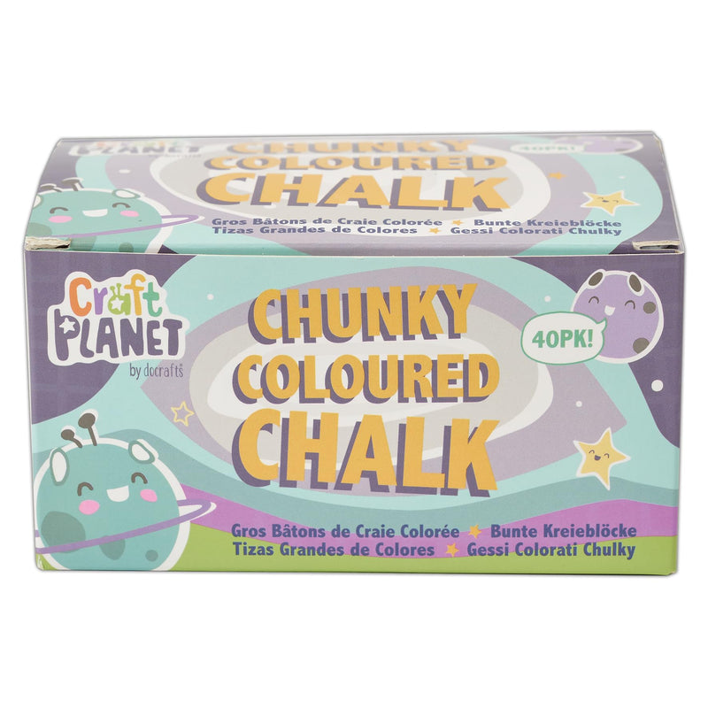 Craft Planet Chunky Chalk, Multicoloured, Pack Of 40, Art & Craft Fun For Kids, Drawing, Pavement, Playground, School, Home, Garden, Games, Paper