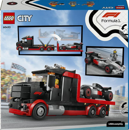 LEGO City F1 Display Truck w/Audi F1 Race Car Toy - Model Kit w/ 3 Minifigures & Vehicle Lifting Function - Gift Idea for 7+ Year Old Boys & Motorsport Fans - 60493