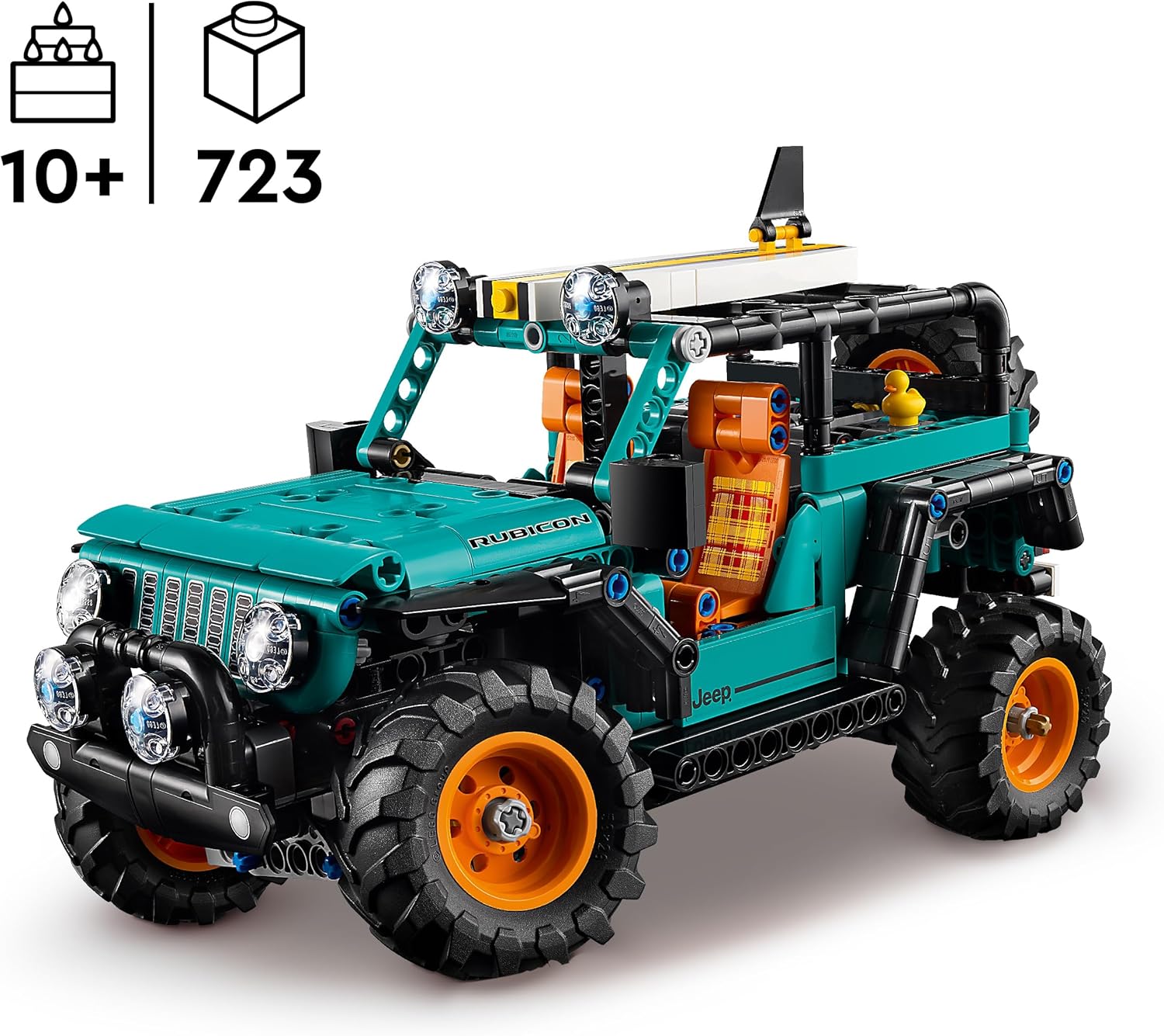 LEGO Technic Jeep Wrangler Rubicon SUV Car Toy - Off-Road Vehicle Model Kit w/ V6 Engine, Steering & Suspension - STEM Birthday Gift Idea for 10+ Year Old Boys - 42227