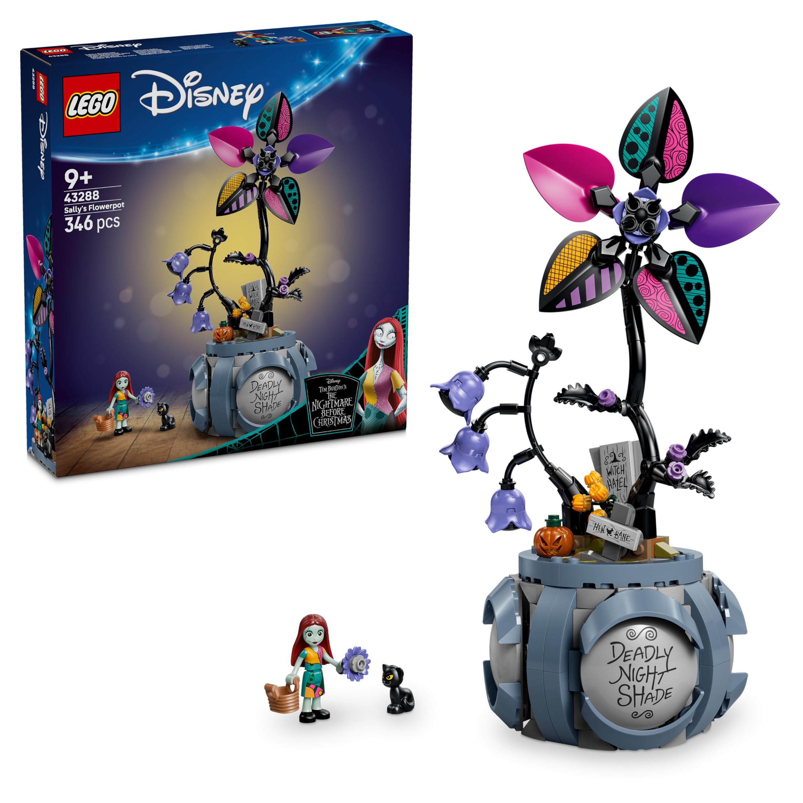 LEGO | Disney Sally’s Bloempot – Kinderkamer Decoratie met 2 Kunstbloemen, 2 Poppetjes, Speelgoedkeuken en Accessoires – Cadeau voor Meisjes vanaf 9 Jaar en The Nightmare Before Christmas Fans 43288