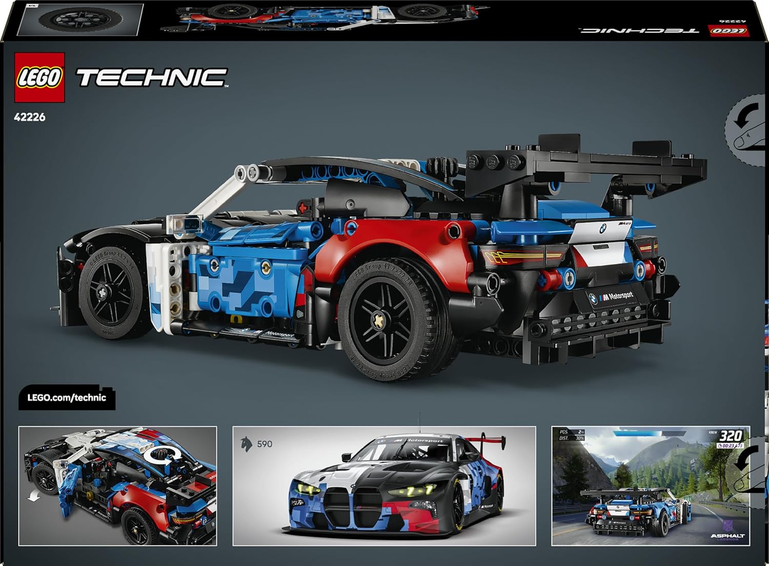 LEGO Technic BMW M4 GT3 EVO Race Car Toy - Model Kit w/ V6 Engine, Steering & Opening Doors - Gaming Gift for 11+ Year Old Boys & Teenage Motorsport Fans - 42226