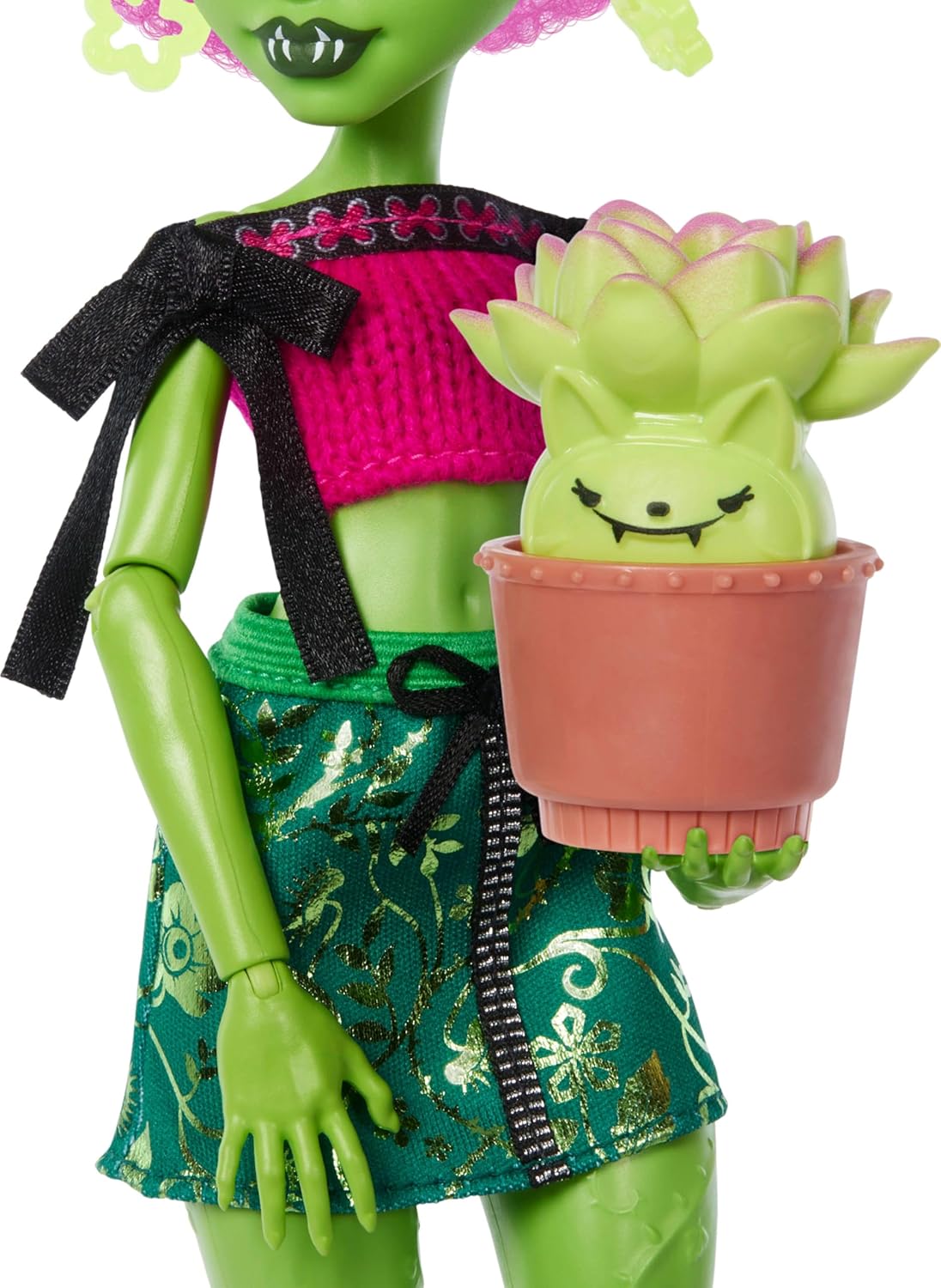 Monster High Zelfzorg Met Een Griezelig Tintje Venus McFlytrap Pop en Accessoires Set met 13 realistische verrassingen zoals haarverzorgingsproducten, muts en plant, JHK45 | 13 realistische verrassing