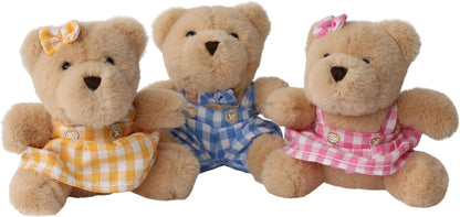 Wilberry Teddy Bears’ Picnic Set - Soft Toy Bundle with 3 Mini Teddy Bears & Picnic Basket - Plush Playtime Set for Children - Lightweight & Child-Safe - Ages 12 Months and above