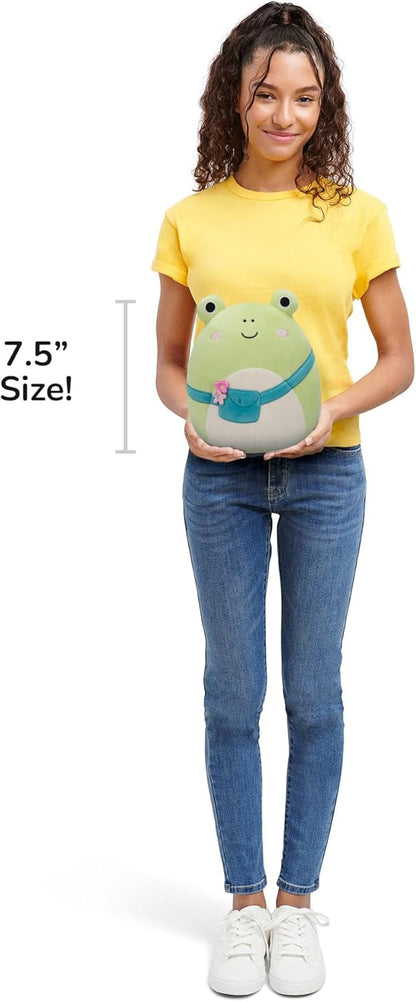 Squishmallows Original 7.5-Inch Wendy the Green Frog with Crossbody Bag - Official Jazwares Plush