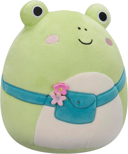 Squishmallows Original 7.5-Inch Wendy the Green Frog with Crossbody Bag - Official Jazwares Plush