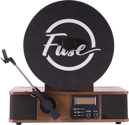 Wrap Vertical Record Player With Bluetooth In/Out. Fm Radio. And Built-In Album Cover Holder