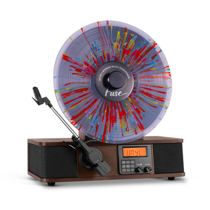 Wrap Vertical Record Player With Bluetooth In/Out. Fm Radio. And Built-In Album Cover Holder