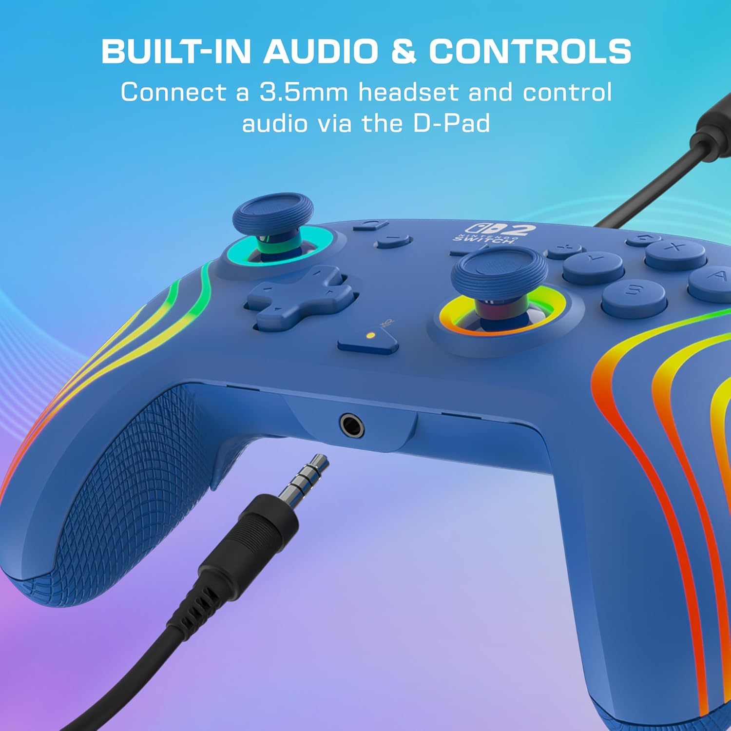 Turtle Beach Afterglow Wave Blauw bekabelde gamingcontroller Officieel gelicentieerd voor Nintendo Switch 2