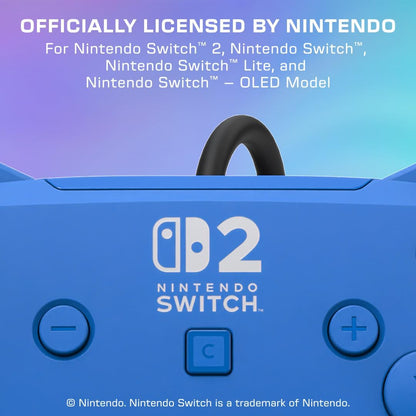 Turtle Beach Afterglow Wave Blauw bekabelde gamingcontroller Officieel gelicentieerd voor Nintendo Switch 2