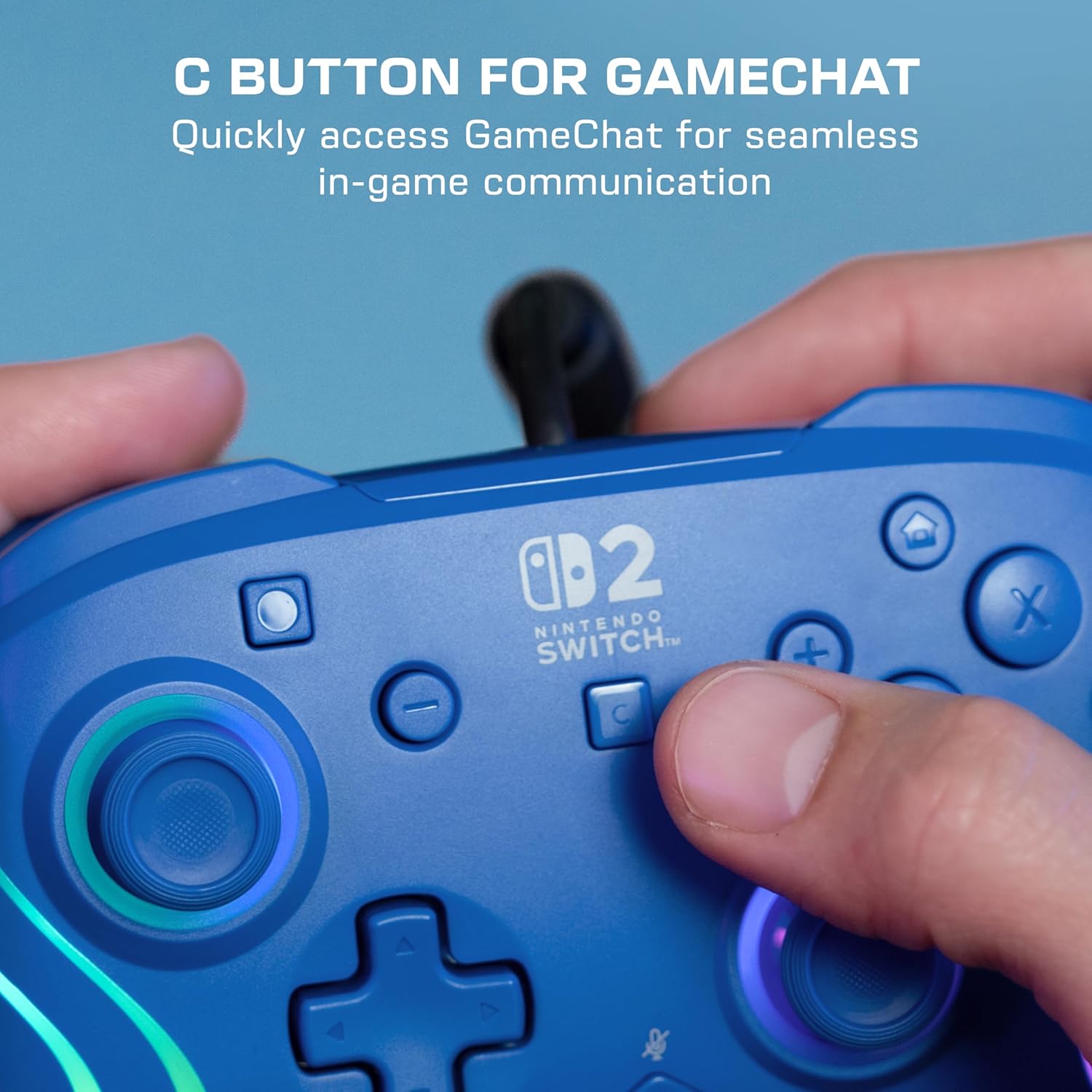 Turtle Beach Afterglow Wave Blauw bekabelde gamingcontroller Officieel gelicentieerd voor Nintendo Switch 2
