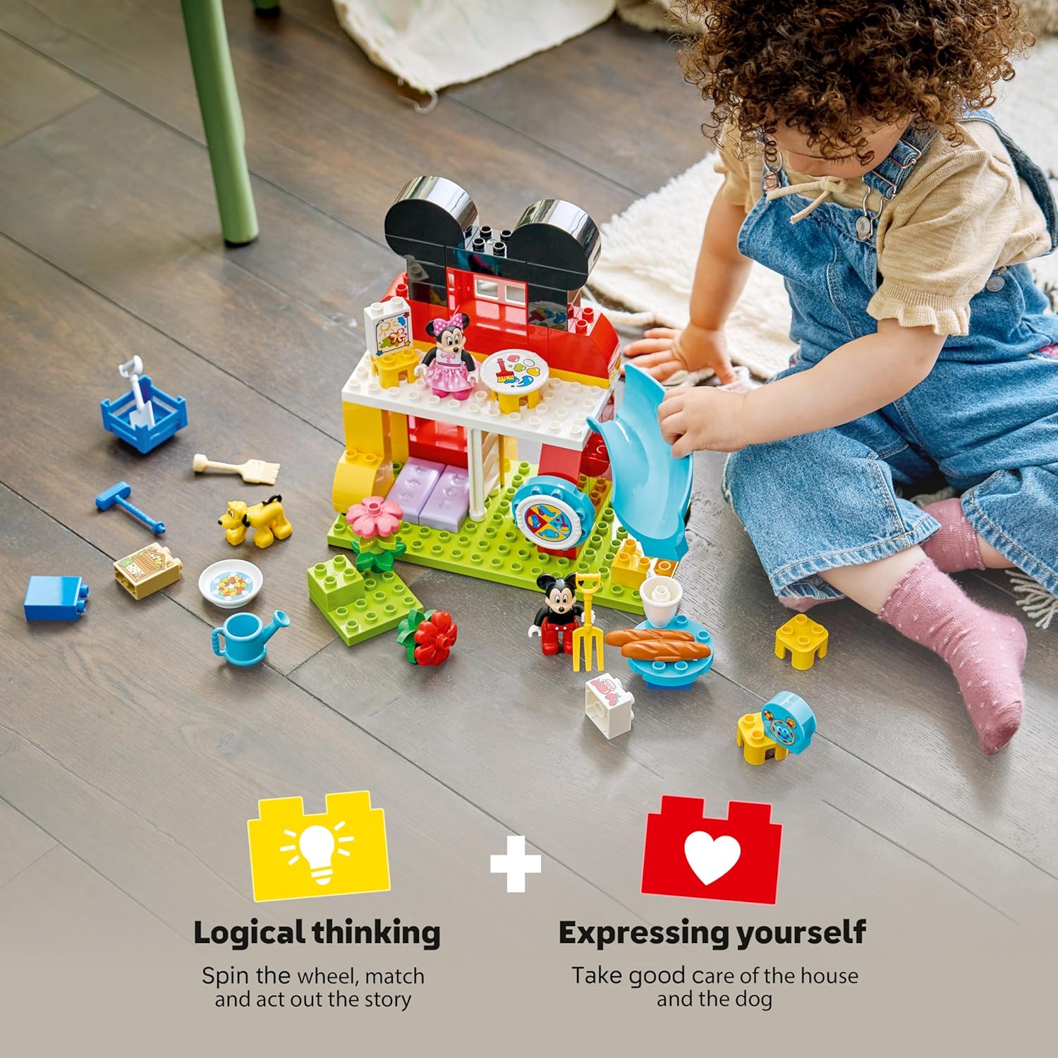 LEGO DUPLO Disney Mickey Mouse Clubhouse with Minnie & Pluto - Educational Fine Motor Skills Toy for Toddlers - incl. 3 Figures & Toodles - Gift for 2+ Year Old Boys & Girls - 10465