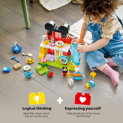 LEGO DUPLO Disney Mickey Mouse Clubhouse with Minnie & Pluto - Educational Fine Motor Skills Toy for Toddlers - incl. 3 Figures & Toodles - Gift for 2+ Year Old Boys & Girls - 10465