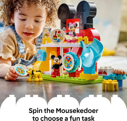 LEGO DUPLO Disney Mickey Mouse Clubhouse with Minnie & Pluto - Educational Fine Motor Skills Toy for Toddlers - incl. 3 Figures & Toodles - Gift for 2+ Year Old Boys & Girls - 10465