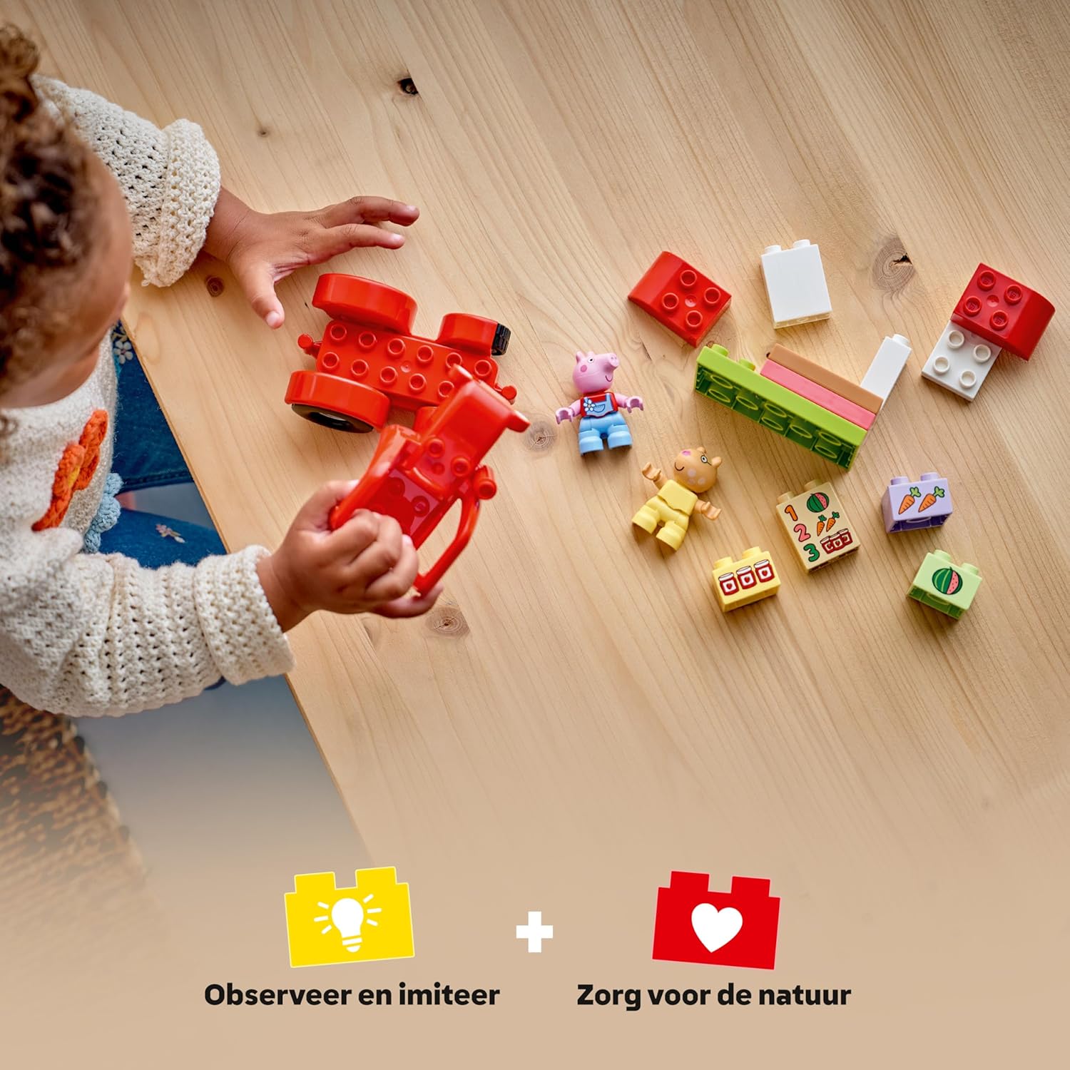 LEGO DUPLO Peppa Pig Tractor and Market - Educational Motor Skills Toy for Toddlers - Montessori Set w/ 2 Figures incl. Pedro Pony - Gift for 2+ Year Old Girls & Boys - 10468