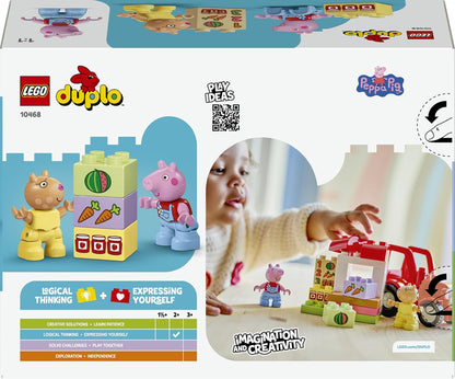 LEGO DUPLO Peppa Pig Tractor and Market - Educational Motor Skills Toy for Toddlers - Montessori Set w/ 2 Figures incl. Pedro Pony - Gift for 2+ Year Old Girls & Boys - 10468