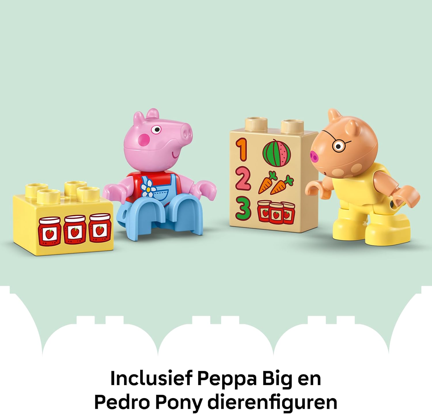 LEGO DUPLO Peppa Pig Tractor and Market - Educational Motor Skills Toy for Toddlers - Montessori Set w/ 2 Figures incl. Pedro Pony - Gift for 2+ Year Old Girls & Boys - 10468