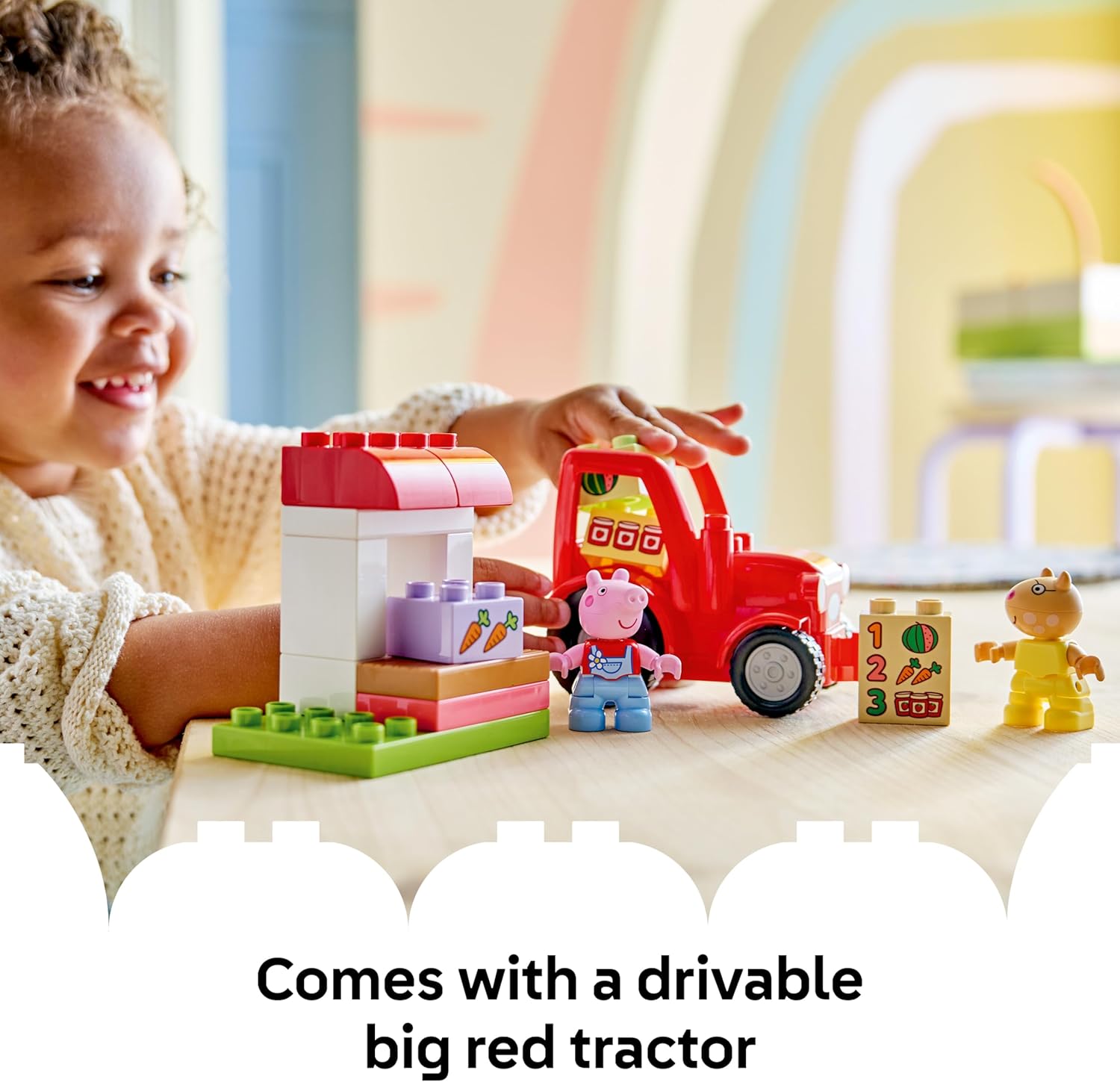 LEGO DUPLO Peppa Pig Tractor and Market - Educational Motor Skills Toy for Toddlers - Montessori Set w/ 2 Figures incl. Pedro Pony - Gift for 2+ Year Old Girls & Boys - 10468