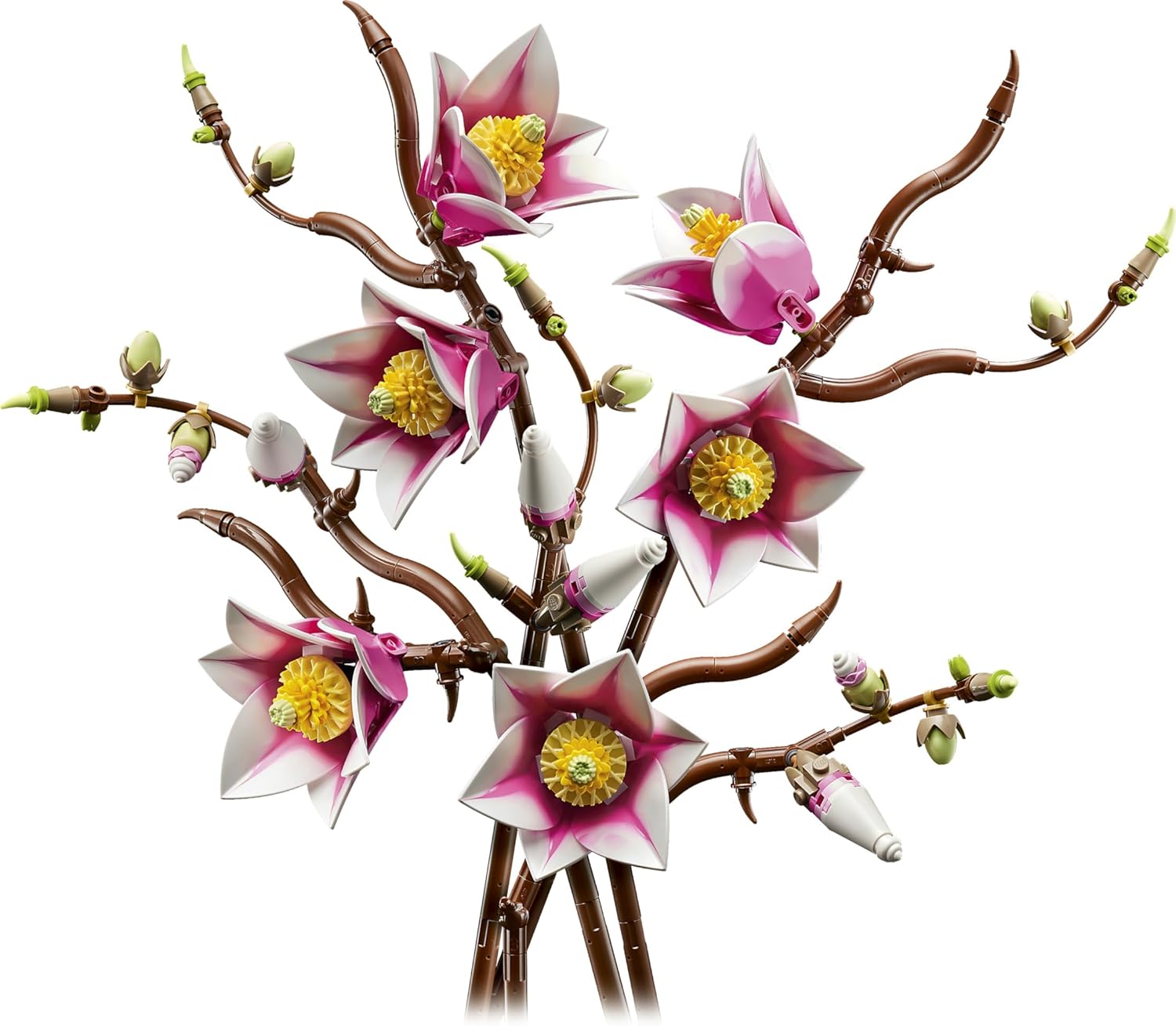 LEGO Botanicals Magnolia Branches - Artificial Flowers Set for Adults - 5 Faux Magnolias for Living Room or Bedroom Decor - DIY Gift Idea for Women - 11510