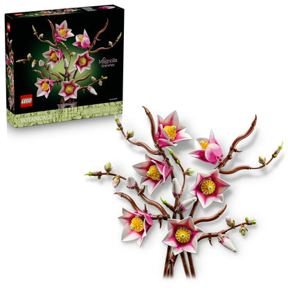 LEGO Botanicals Magnolia Branches - Artificial Flowers Set for Adults - 5 Faux Magnolias for Living Room or Bedroom Decor - DIY Gift Idea for Women - 11510