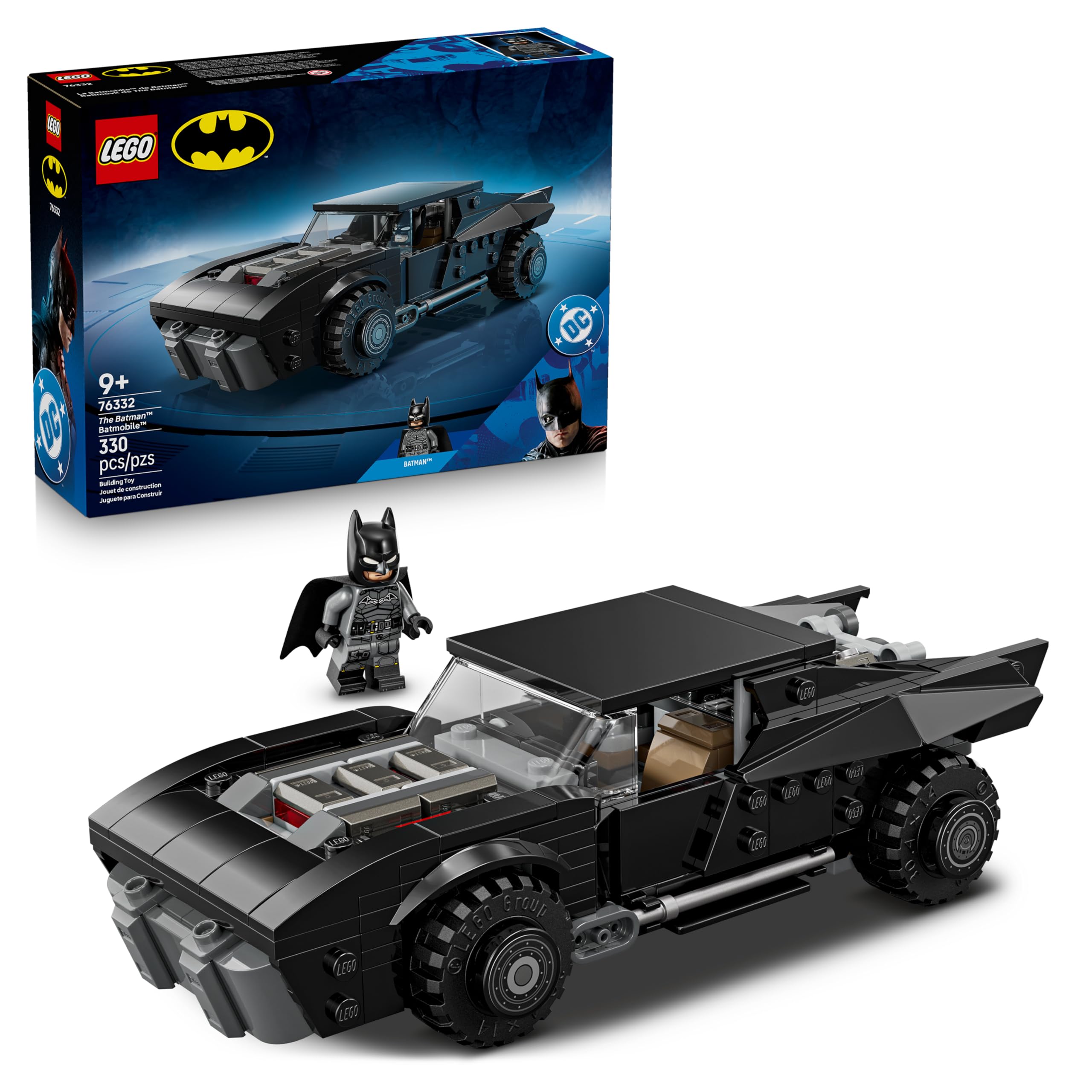 LEGO DC The Batman Batmobile Car Toy - Collectible Superhero Model Kit w/a Minifigure & Golden Coin - Birthday Gift for 9+ Year Old Boys & Teenage Movie Fans - 76332