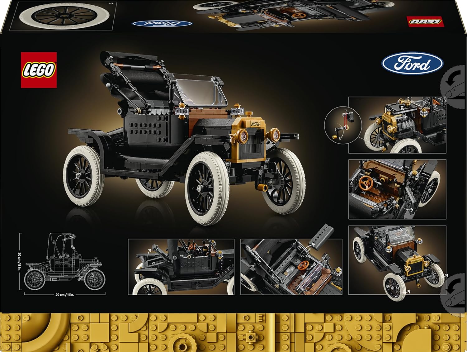 LEGO Icons Ford Model T - Retro Car Model Kit for Adults - Collectible Display Set w/Fabric Roof, Tall Wheels & Split Windscreen - DIY Gift for Fans of Classic Vehicles - 11376