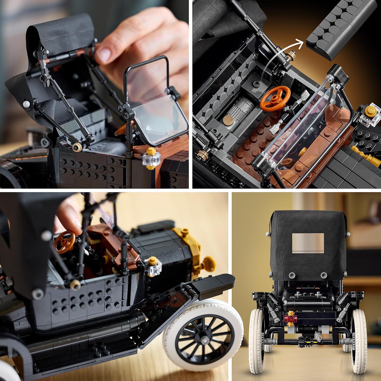 LEGO Icons Ford Model T - Retro Car Model Kit for Adults - Collectible Display Set w/Fabric Roof, Tall Wheels & Split Windscreen - DIY Gift for Fans of Classic Vehicles - 11376