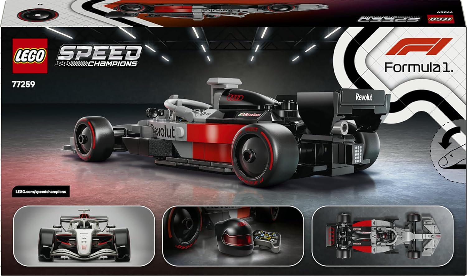 LEGO Speed Champions Audi Revolut F1 Team R26 Race Car Toy - Model Kit w/Collectible Driver Minifigure - Birthday Gift for 10+ Year Old Boys and Teenage Motorsport Fans - 77259