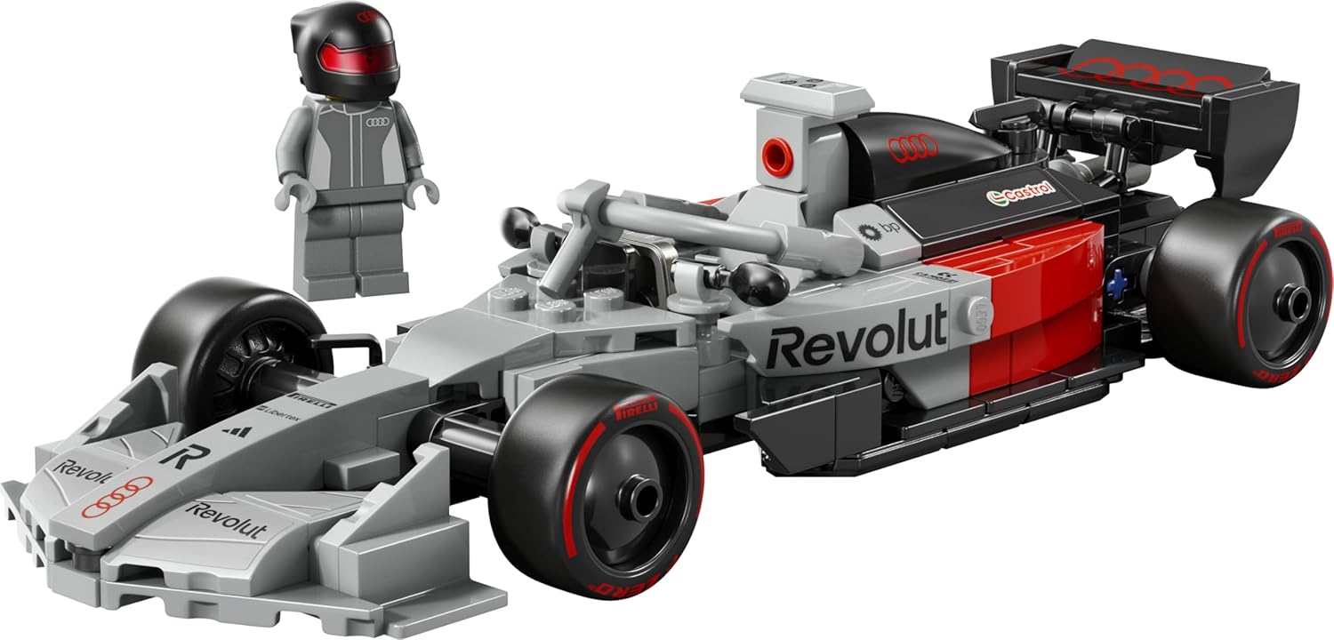 LEGO Speed Champions Audi Revolut F1 Team R26 Race Car Toy - Model Kit w/Collectible Driver Minifigure - Birthday Gift for 10+ Year Old Boys and Teenage Motorsport Fans - 77259