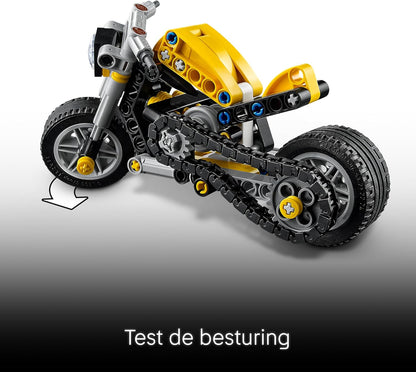 LEGO Technic Yellow Motorbike Toy - Vehicle Model Building Kit w/ 3-Piston Engine - STEM Birthday Gift for 7+ Year Old Boys & Engineering Fans - 42225