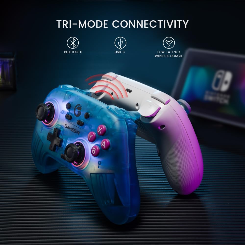 GameSir Nova Wireless Pro Controller for Switch/Lite/OLED, Switch Controller with Hall-Effect JoySticks, RGB LED, Turbo, Programmable, Motion Control, Wake Up Function(Green