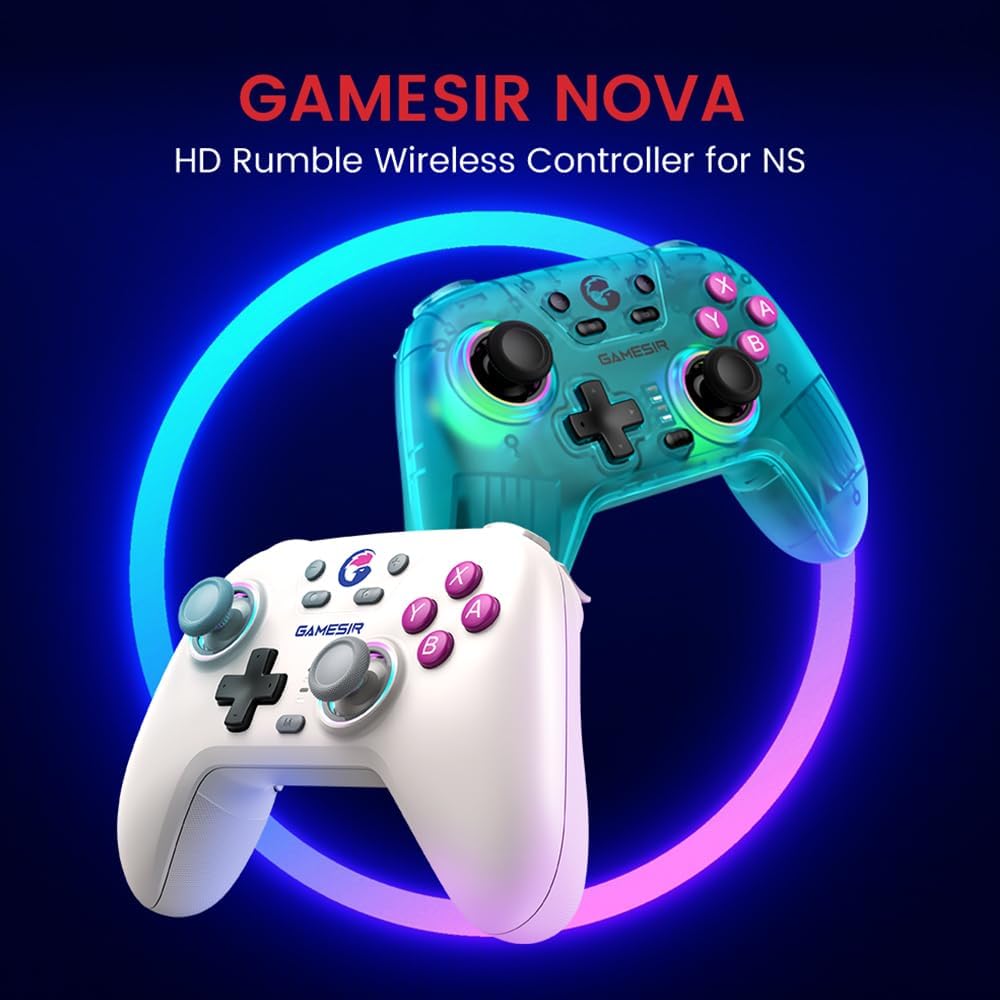 GameSir Nova Wireless Pro Controller for Switch/Lite/OLED, Switch Controller with Hall-Effect JoySticks, RGB LED, Turbo, Programmable, Motion Control, Wake Up Function(Green