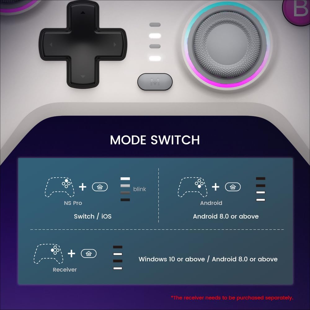 GameSir Nova Wireless Pro Controller for Switch/Lite/OLED, Switch Controller with Hall-Effect JoySticks, RGB LED, Turbo, Programmable, Motion Control, Wake Up Function(Green