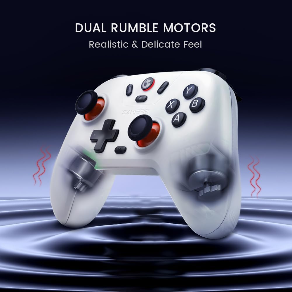 GameSir Nova Lite Draadloze Controller, Tri-Mode Connectiviteit, Gamepad voor PC met Windows/Switch/iOS/Android, met Hall-Effect-ontspanner, DualVibration, Turbo, Motion（Wit）