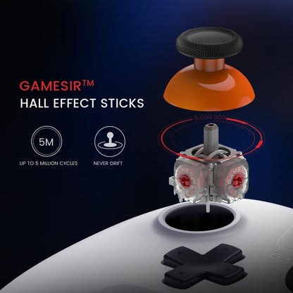 GameSir Nova Lite Draadloze Controller, Tri-Mode Connectiviteit, Gamepad voor PC met Windows/Switch/iOS/Android, met Hall-Effect-ontspanner, DualVibration, Turbo, Motion（Wit）