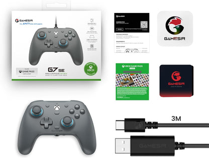 GameSir G7 SE bekabelde controller voor Xbox Series X|S, Xbox One en Windows 10/11, plug-and-play gaming-gamepad met Hall-effect-joysticks/Hall-trigger, 3,5 mm audio-aansluiting - grijs