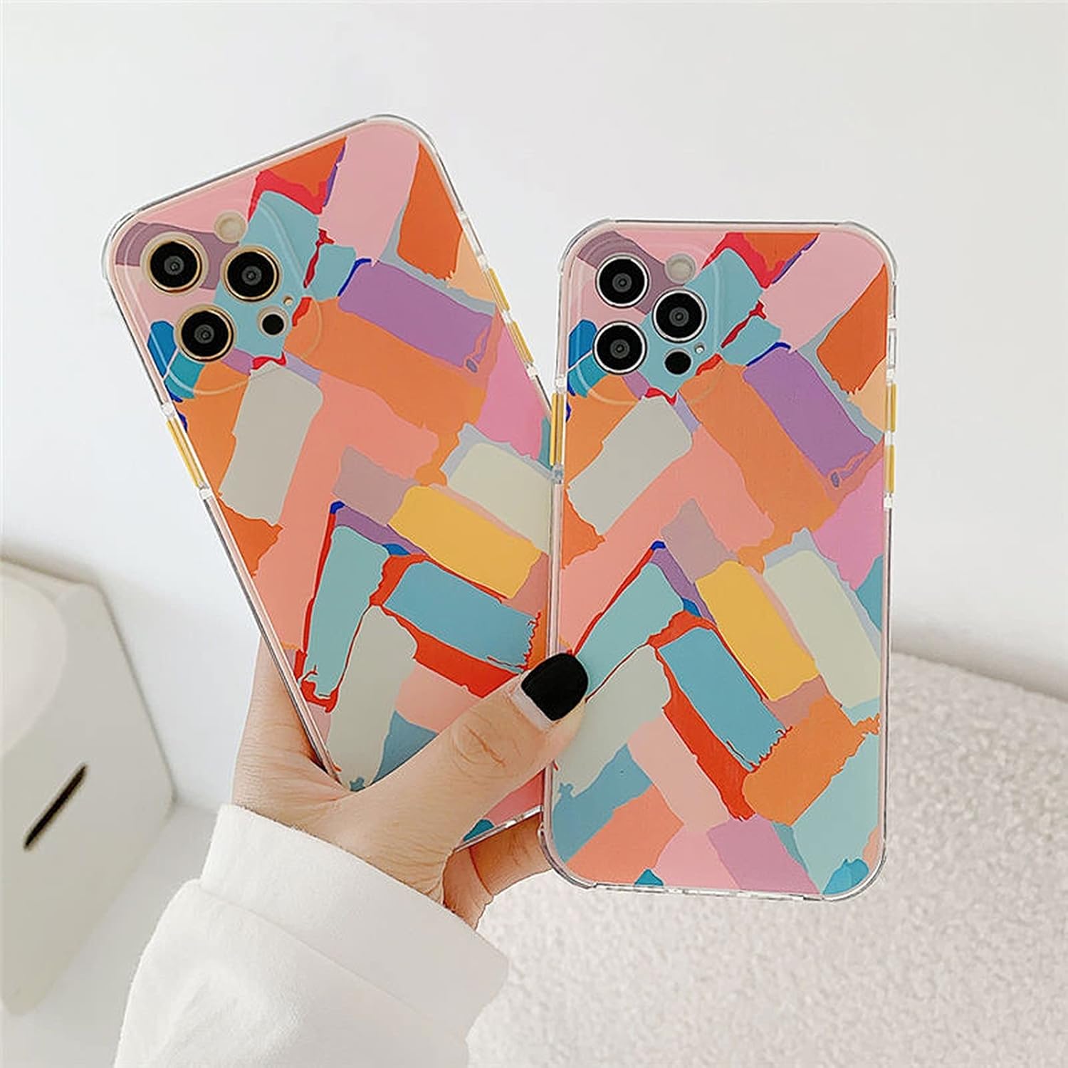 Graffiti Bumper Phone Cases for iPhone 12 11 Pro Max X XS Max XR 7 8 Plus SE 2020 12Mini 11Pro Colorful Clear Soft Back Cover-T2-for iPhone 7
