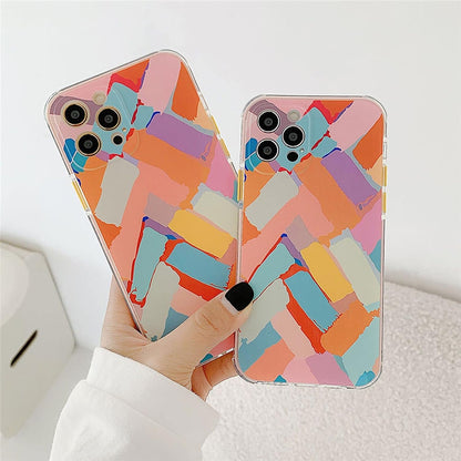 Graffiti Bumper Phone Cases for iPhone 12 11 Pro Max X XS Max XR 7 8 Plus SE 2020 12Mini 11Pro Colorful Clear Soft Back Cover-T2-for iPhone 7