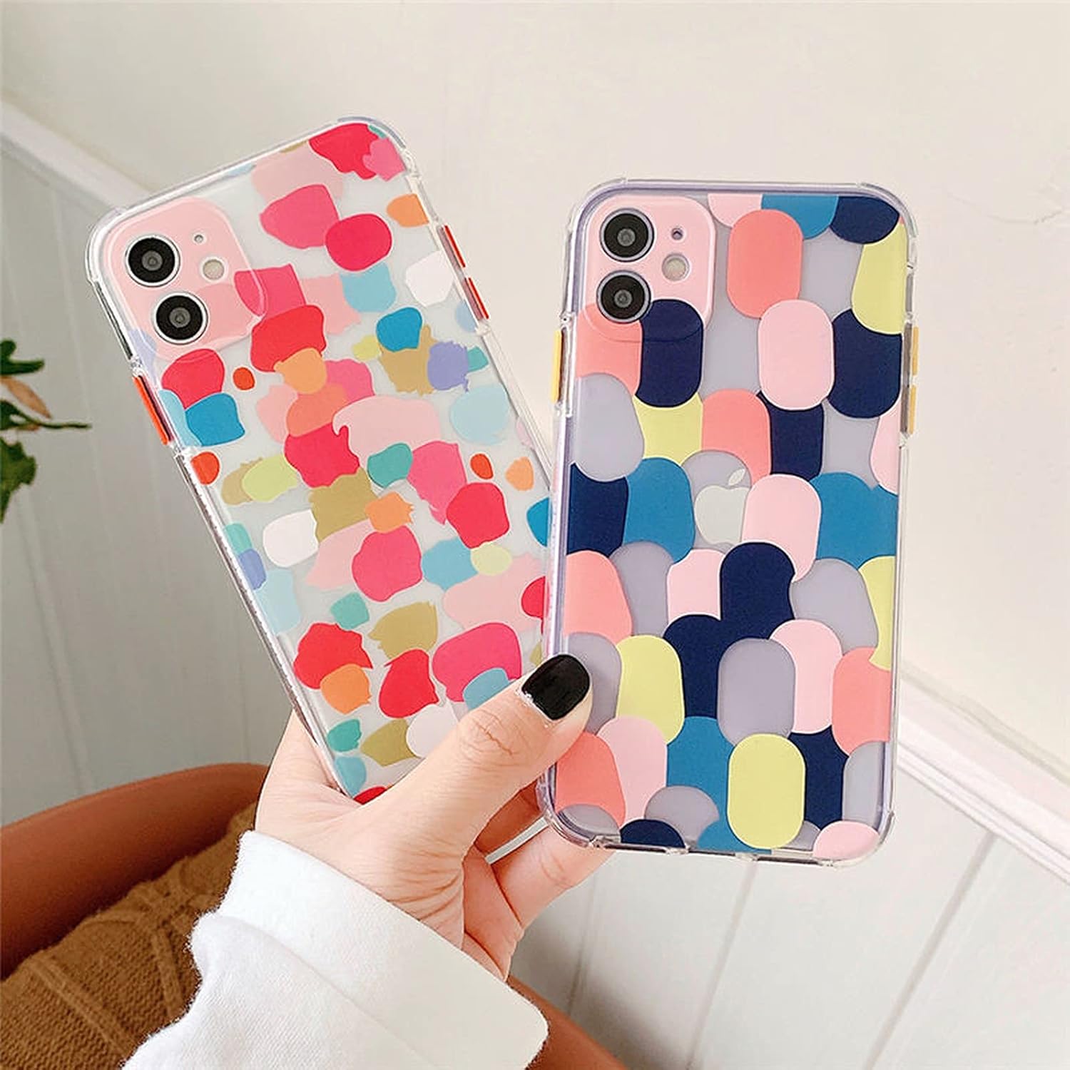 Graffiti Bumper Phone Cases for iPhone 12 11 Pro Max X XS Max XR 7 8 Plus SE 2020 12Mini 11Pro Colorful Clear Soft Back Cover-T2-for iPhone 7