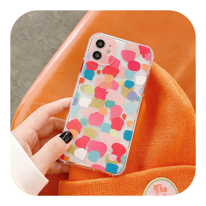 Graffiti Bumper Phone Cases for iPhone 12 11 Pro Max X XS Max XR 7 8 Plus SE 2020 12Mini 11Pro Colorful Clear Soft Back Cover-T2-for iPhone 7