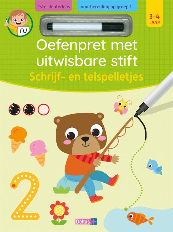 Deltas - Oefenpret uitwisbare stift - Schrijf- en telspelletjes - 3-4 Jaar