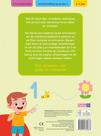 Deltas - Oefenpret uitwisbare stift - Schrijf- en telspelletjes - 3-4 Jaar