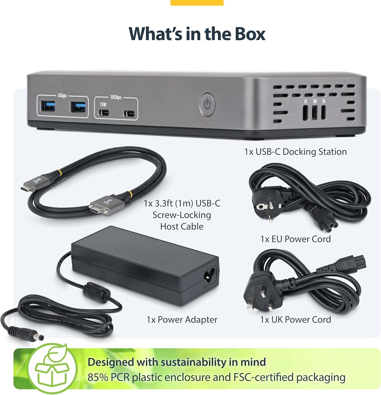StarTech USB-C Docking Station Dual 4K 60Hz DisplayPort, 100W Power Delivery Charging, 6 USB Ports (10Gbps), Gigabit Ethernet, Driverless Windows Professional Laptop Dock (201UE-USBC-DOCK