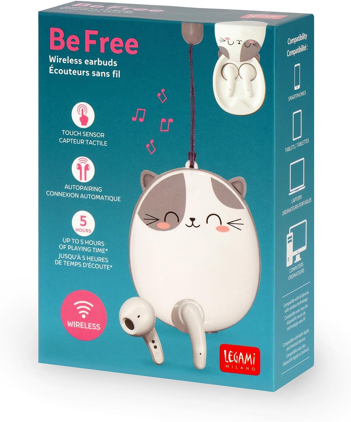 Legami Wireless Earbuds - Be Free - Kitty