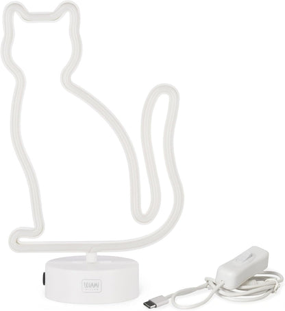 Legami - Neon Effect Led Lamp, It's a Sign, Kitty Theme, Dual Power, Type-C Cable (Included) or Batteries (not Included), Table Lamp
